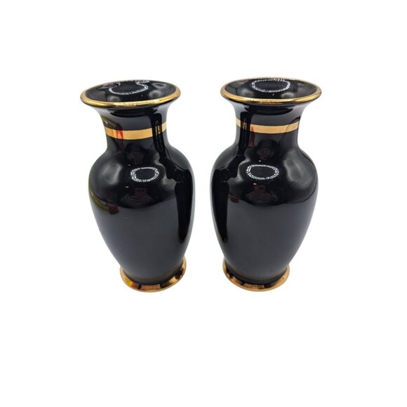 Vintage Japanese Chokin Gilded Pair of vases birds floral Geisha motif circa mid - Picture 4 of 12